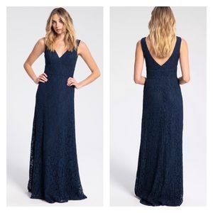Hayley Paige Occasions Gown Navy Lace A-line 52203 Bridesmaid Size 10 NWT